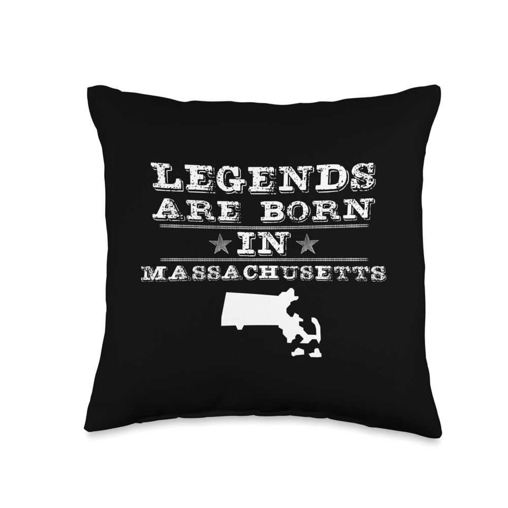 4936 Massachusetts Birthday USA Vintage State Map Design Throw Pillow